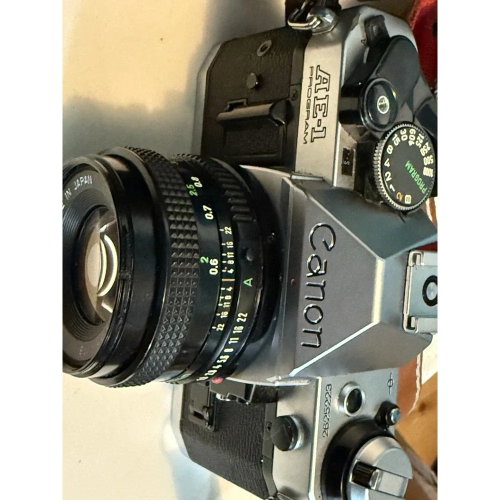 Canon AE-1 Program 35mm Manual SLR Film Camera with 50mm 1:1.8 Lens Untested